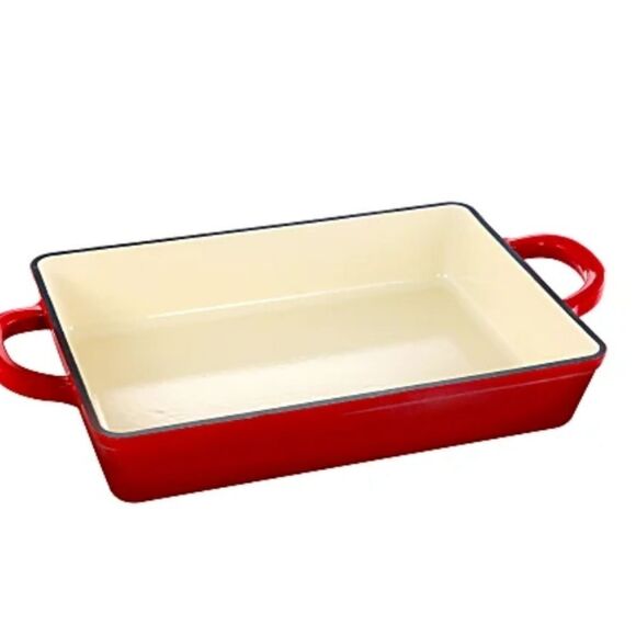 Crockpot Artisan 13" Enameled Cast Iron Lasagna Pan- Scarlet Red - Picture 5 of 10
